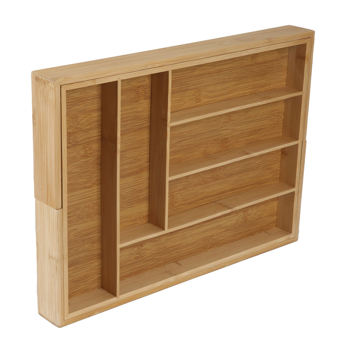 Bamboo Drawer Organizer, 6-8 Slot Expandable Cutlery Tray for Forks, Spoons and Knives, Large Adjustable Kitchen Utensil Holder